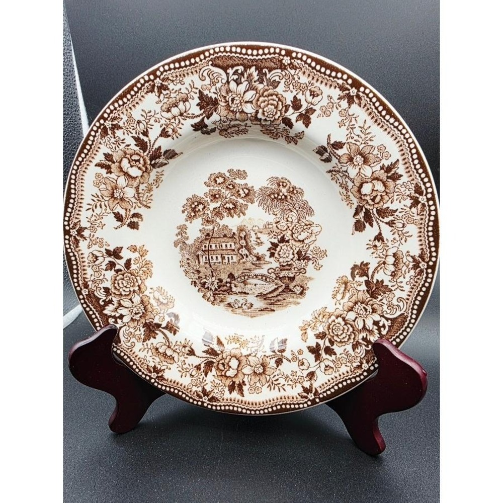 Vintage‎ Royal Staffordshire Tonquin Dinnerware 2 Soup Bowls Clarice Cliff Brown